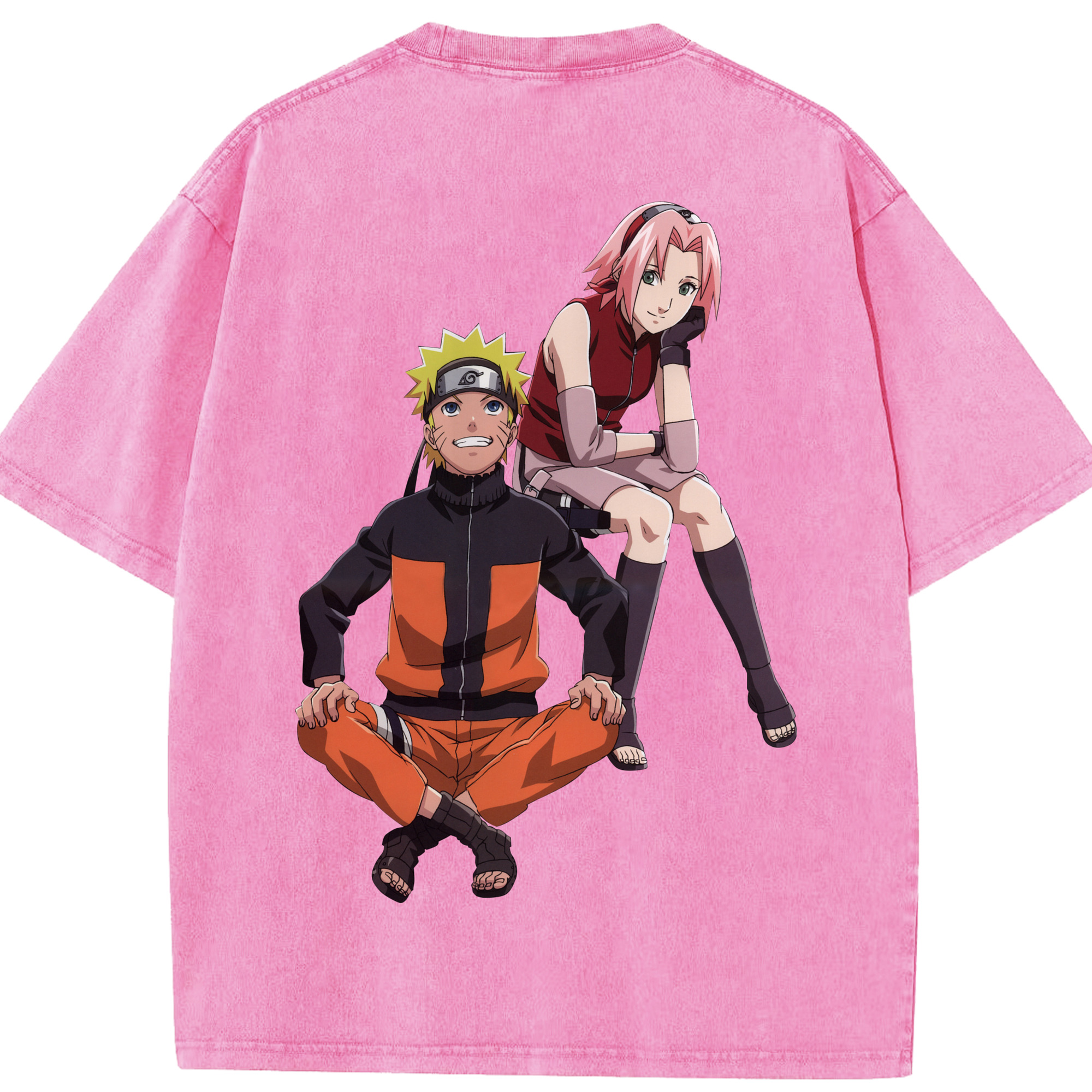 （画像用） NARUTO -ナルト- うずまき ナルト Uzumaki Naruto 綿100% ヴィンテージ風 半袖Tシャツ（背面プリント）